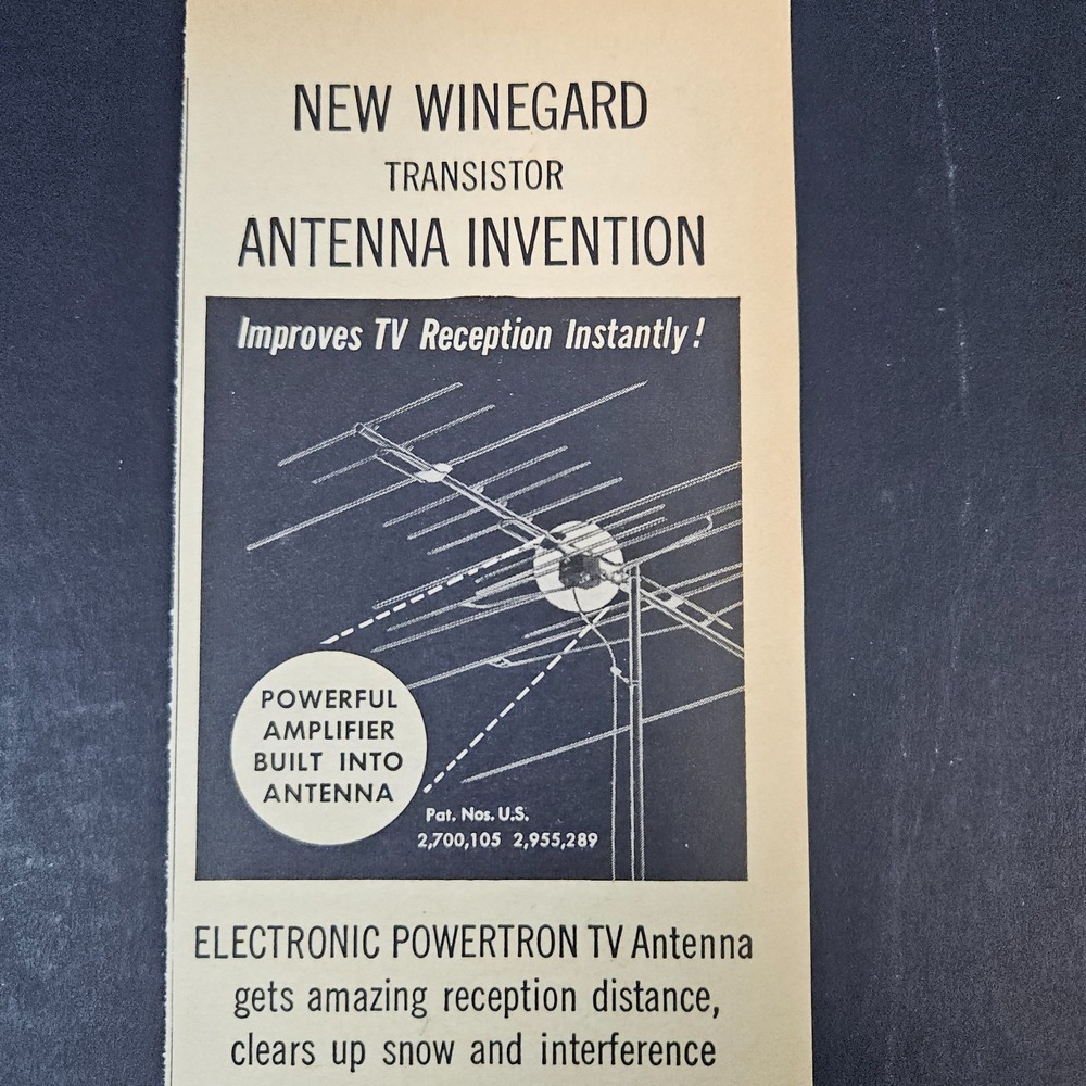 1961 Winegard Powertron Transistor Antenna Vintage Print Ad‎ Burlington IA Iowa